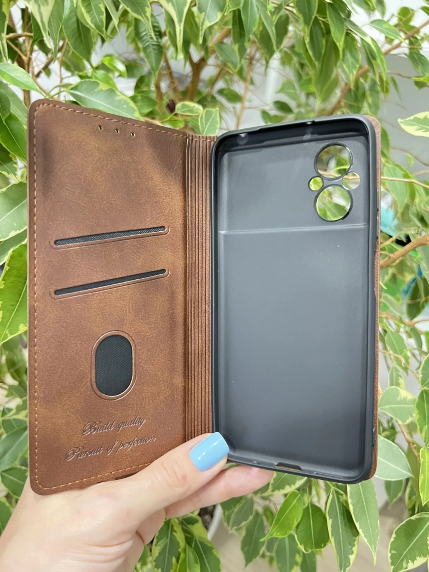 Тёмно-коричневый чехол книжка elitcase для Xiaomi Poco M5 / Поко М5