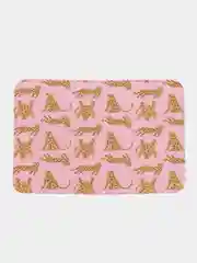Розовый коврик для ванной и туалета мягкий "Забавные леопарды" (bath385251)