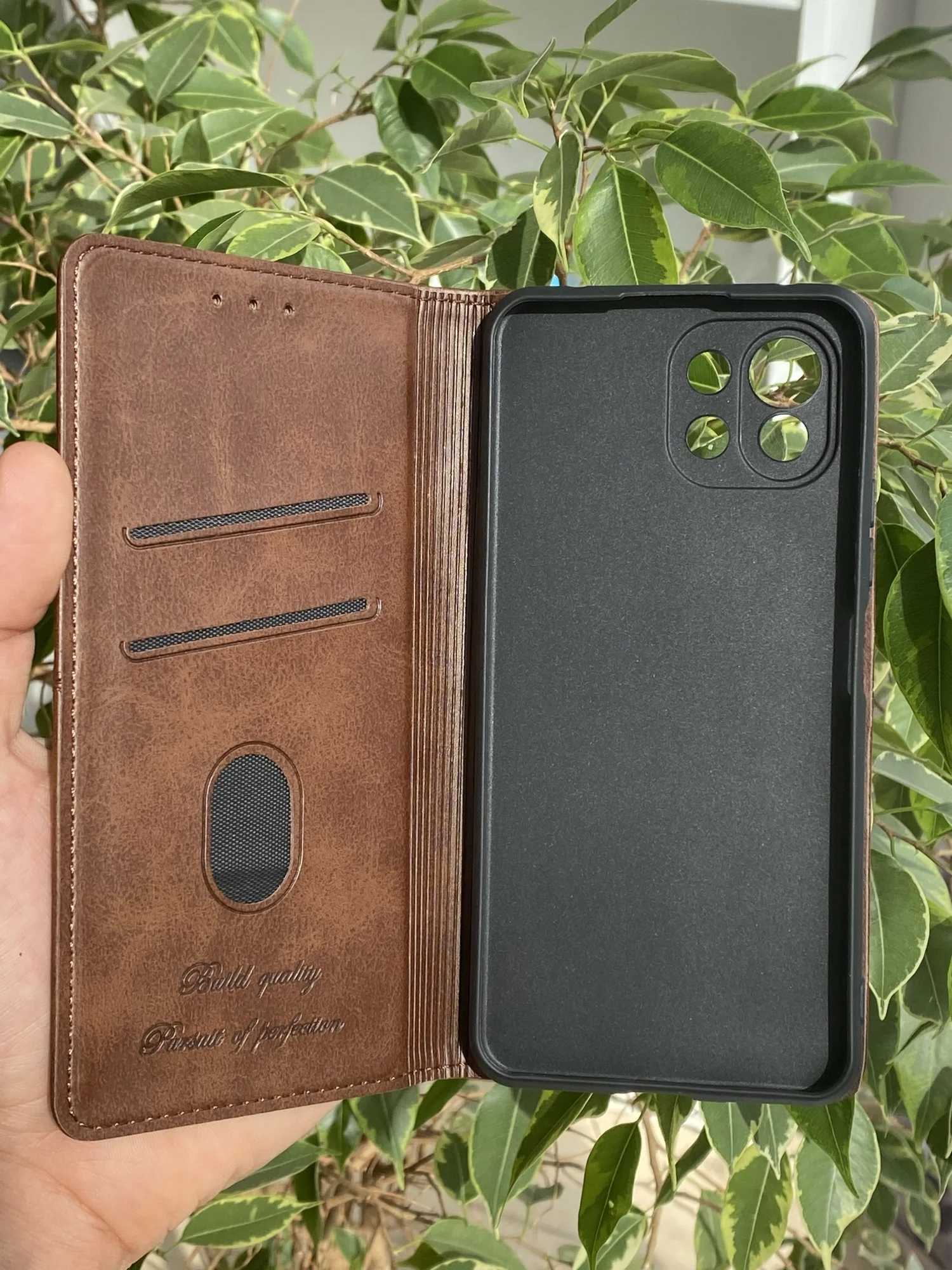 Тёмно-коричневый чехол книжка elitcase для Xiaomi Mi 11 Lite 4G и 5G и NE / Сяоми Ми 11 Лайт 4G и 5G и NE