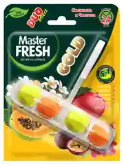 Master FRESH подвесной блок для унитаза DUO EFFECT 400 смываний 5в1 GOLD ТРОПИК, 1шт
