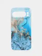 Голубой силиконовый чехол на Google Pixel 9 Pro / Гугл Пиксель 9 Про прозрачный, с рисунком