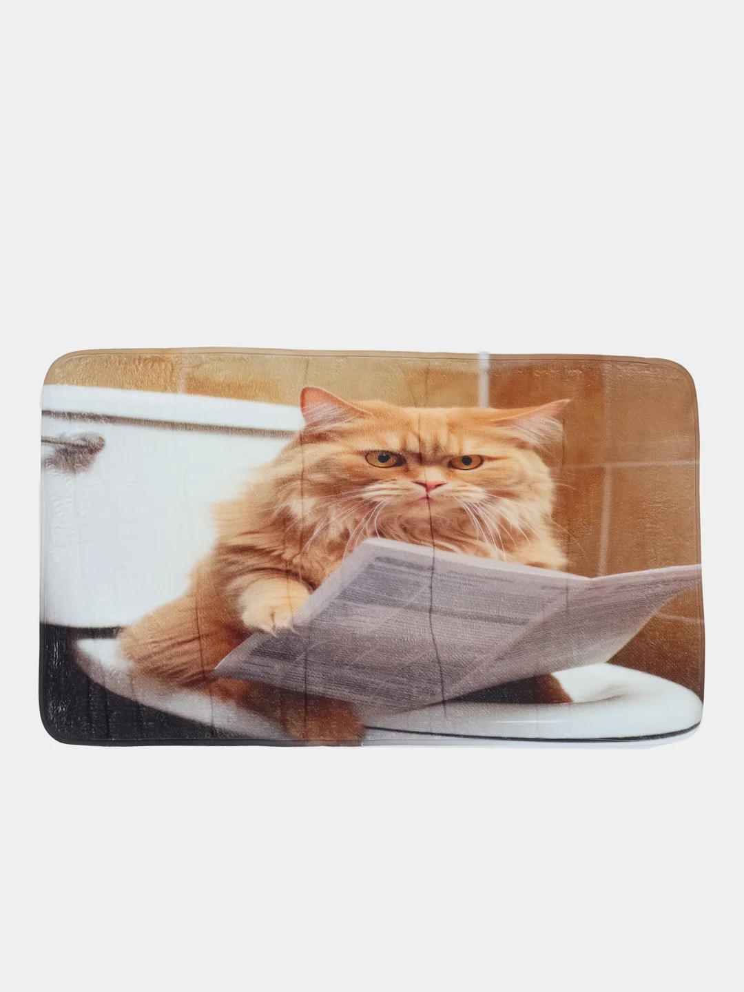 Белый коврик для ванной туалета душа "Возмущённый кот" (bath43007260x100)