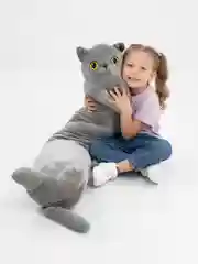 Кот батон Британец дымчатый, мягкая игрушка, обнимушка, 50 см, 70 см, 90 см, 130 см