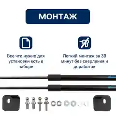 Черный газовые упоры (амортизаторы) капота для CHANGAN, к-т 2 шт / Чанган