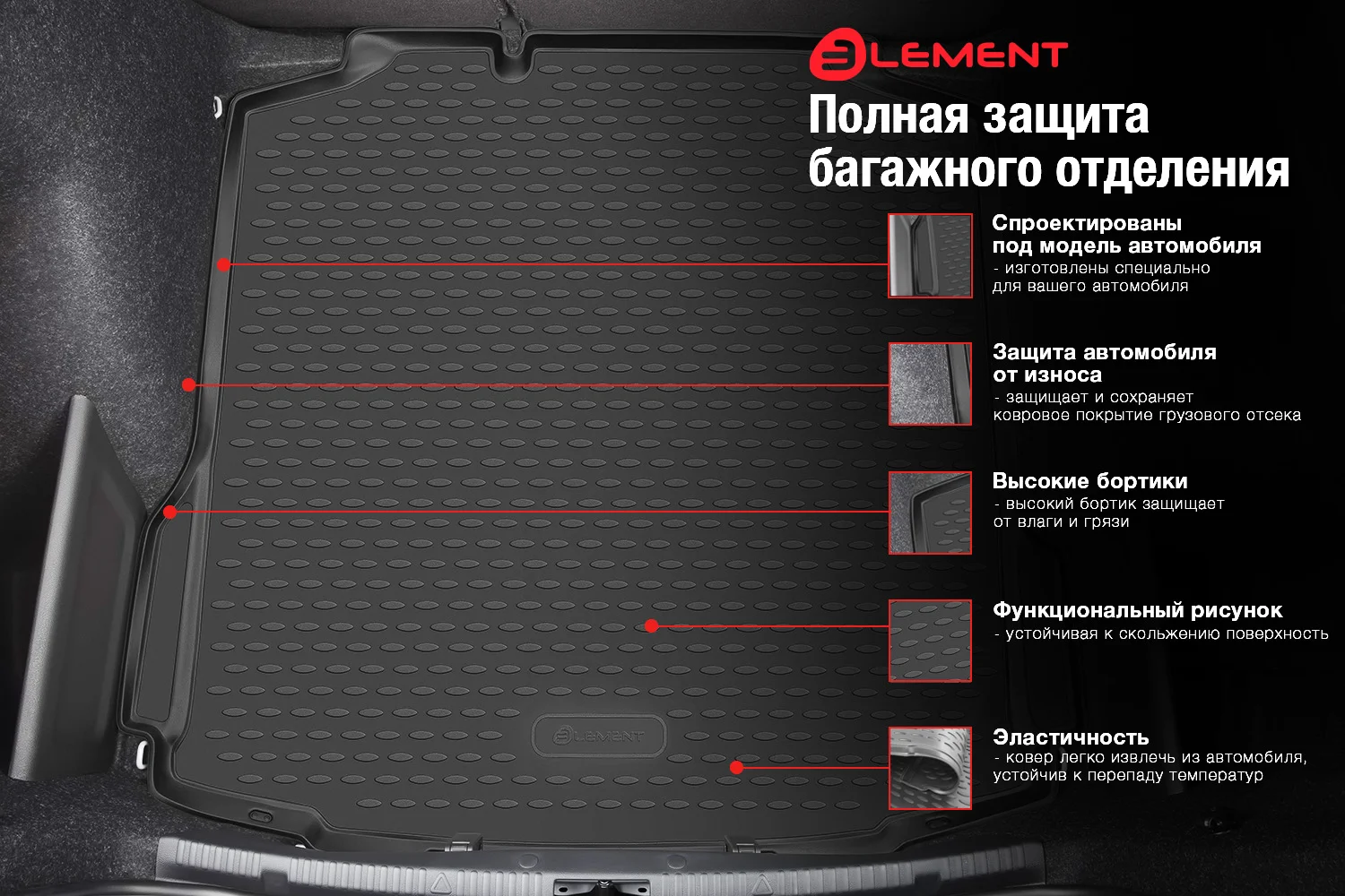 Черный коврик в багажник подходят для CHANGAN Alsvin V7 2023 - Седан 1шт. (полиуретан) / Чанган