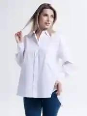 Белый женская базовая рубашка, оверсайз