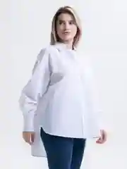 Белый женская базовая рубашка, оверсайз