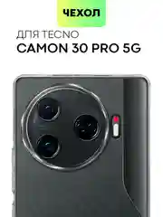 Черный чехол для Tecno Camon 30 Pro 5G силиконовый BROSCORP матовый/ прозрачный с защитой камер