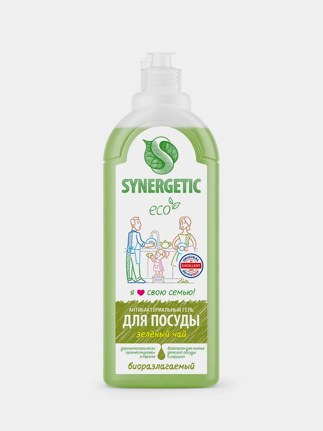Средство для мытья посуды и детских игрушек SYNERGETIC "Зеленый чай", 1 л