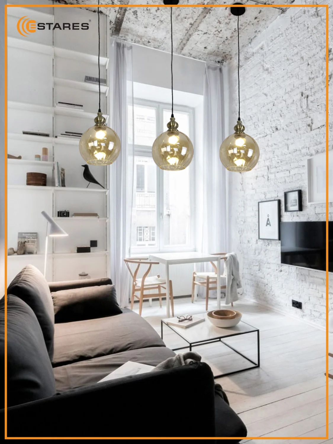 Люстра  потолочная  Estares ZAR one R 1xE27-200x1050-BLACK/GOLD/CLEAR-220-IP20