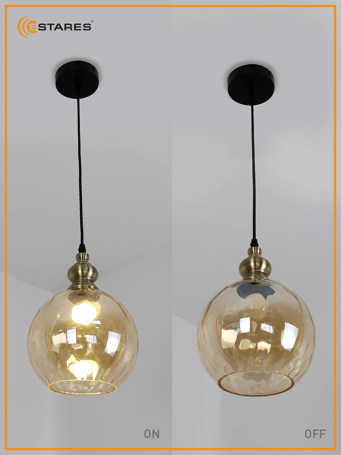 Люстра  потолочная  Estares ZAR one R 1xE27-200x1050-BLACK/GOLD/CLEAR-220-IP20