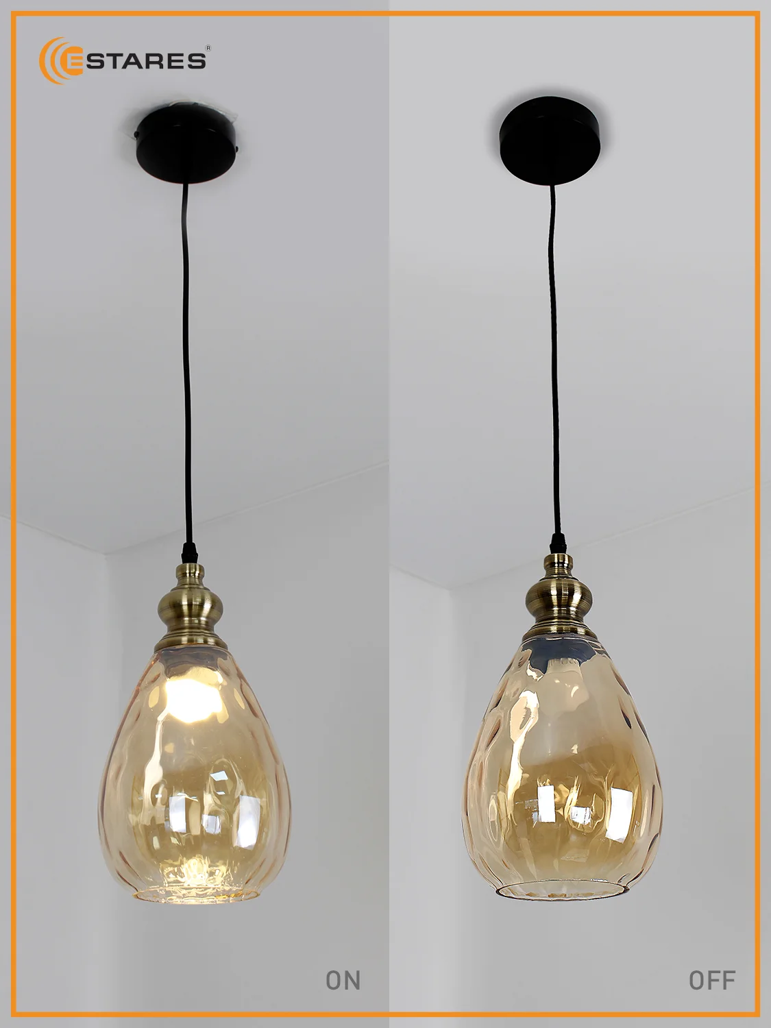Люстра  потолочная  Estares ZAR one OV 1xE27-160x1080-BLACK/GOLD/CLEAR-220-IP20