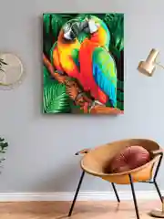 "Попугаи" алмазная мозаика на подрамнике, 40 х 50, "Art on Canvas"
