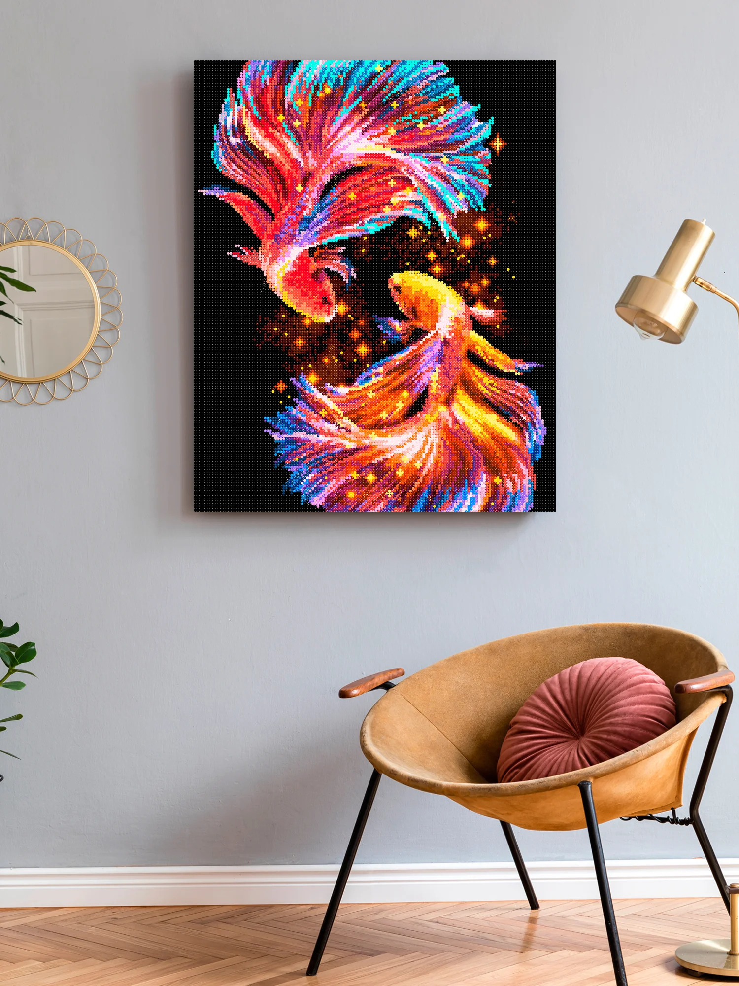 Рыбки Инь-Ян Алмазная мозаика на подрамнике 40х50 "Art on Canvas"