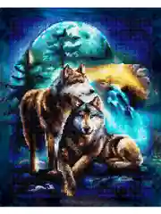 Волки в лунной ночи Алмазная мозаика на подрамнике 40х50 "Art on Canvas"