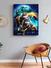 Волки в лунной ночи Алмазная мозаика на подрамнике 40х50 "Art on Canvas"