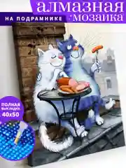 Кошачьи нежности алмазная мозаика на подрамнике 40 х 50 "Art on Canvas"