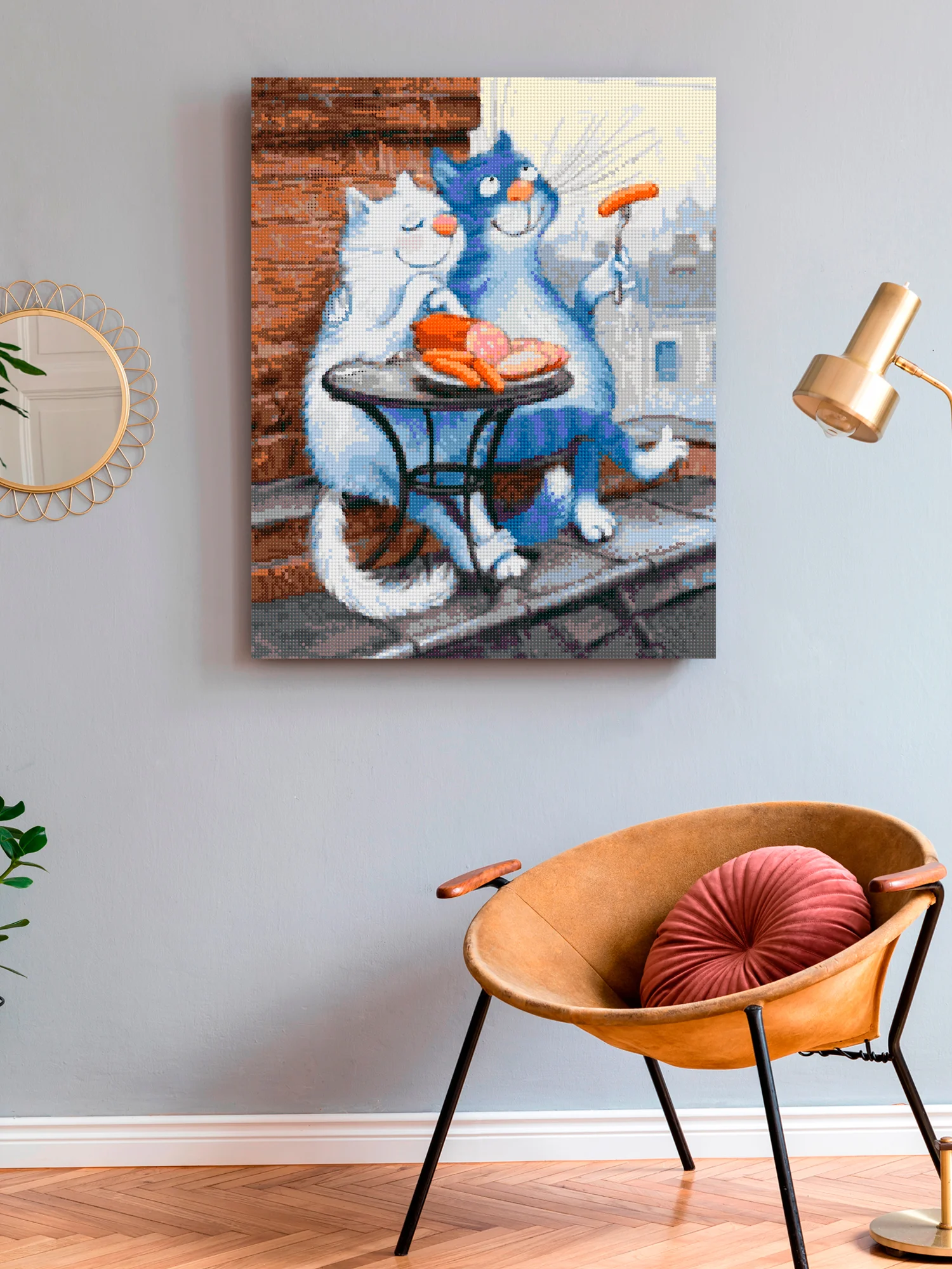 Кошачьи нежности алмазная мозаика на подрамнике 40 х 50 "Art on Canvas"