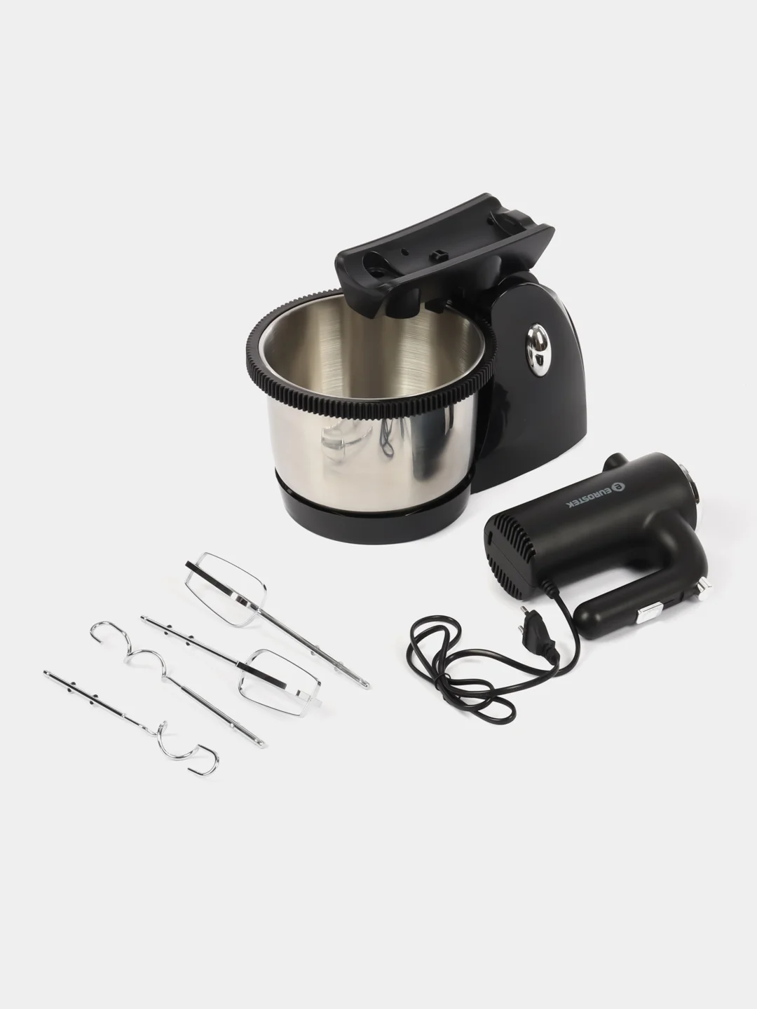 Миксер Eurostek EHM-365 350 Вт (стационарный) чаша 2,5л, 5 скоростей (серебро/черный)