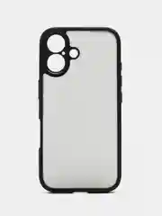 Черный чехол для Apple iPhone 16 пластиковый с силиконом Rosco противоударный с защитой камер
