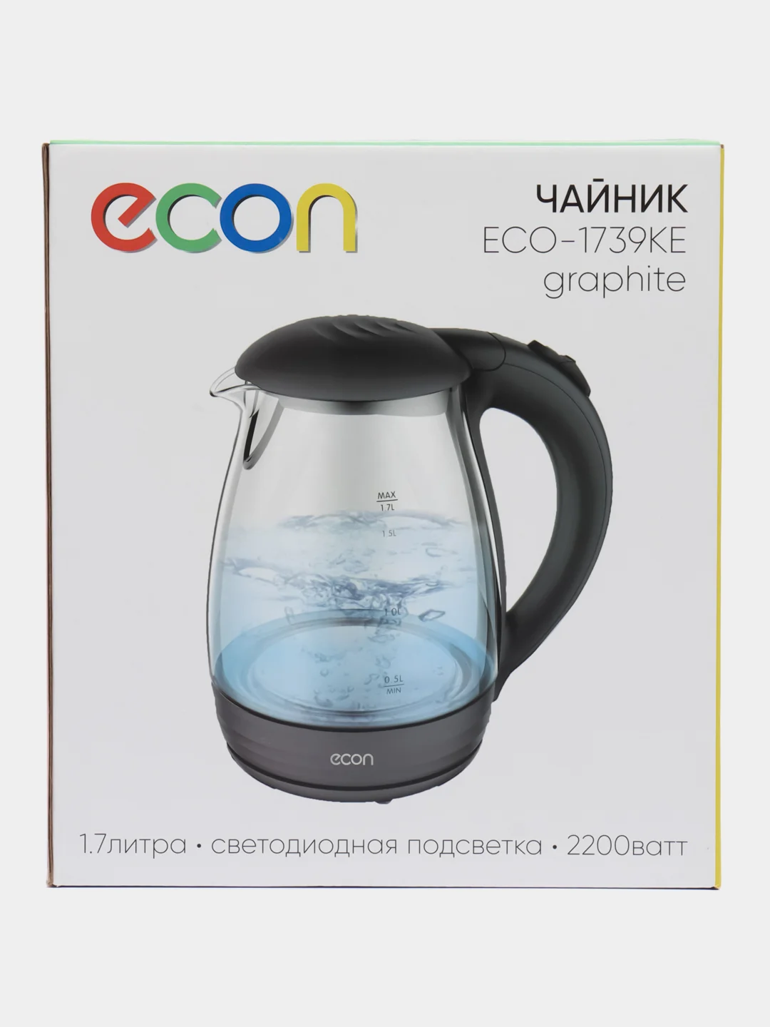 Чайник ECON ECO-1739KE Graphite (стекло) 1,7 л (черный) 2200 Вт