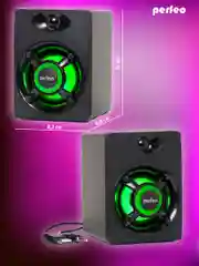 Perfeo колонки "OREOL", 2.0, мощность 2х3 Вт, LED подсветка 7 цв., чёрн, USB