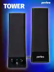 Колонки Perfeo Tower 2.0, мощность 2 х 2,5 Вт, USB, чёрные