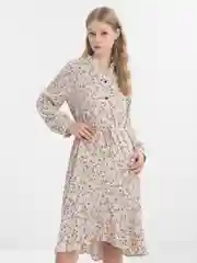 Коралловый меланж легкое шифоновое платье с цветочным принтом