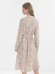Коралловый меланж легкое шифоновое платье с цветочным принтом