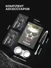 Цветные линзы для глаз Magestic Halloween, Psycho, черные, 1 пара, 12 месяцев, 0.00