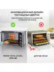 Многофункциональная мини-печь GFGRIL GFO-90, 60 л, 2000Вт, вертел, шашлычница, 2 дверцы