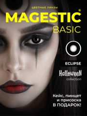 Цветные линзы для глаз Magestic Halloween, Eclipse, черные, 1 пара, 12 месяцев, 0.00