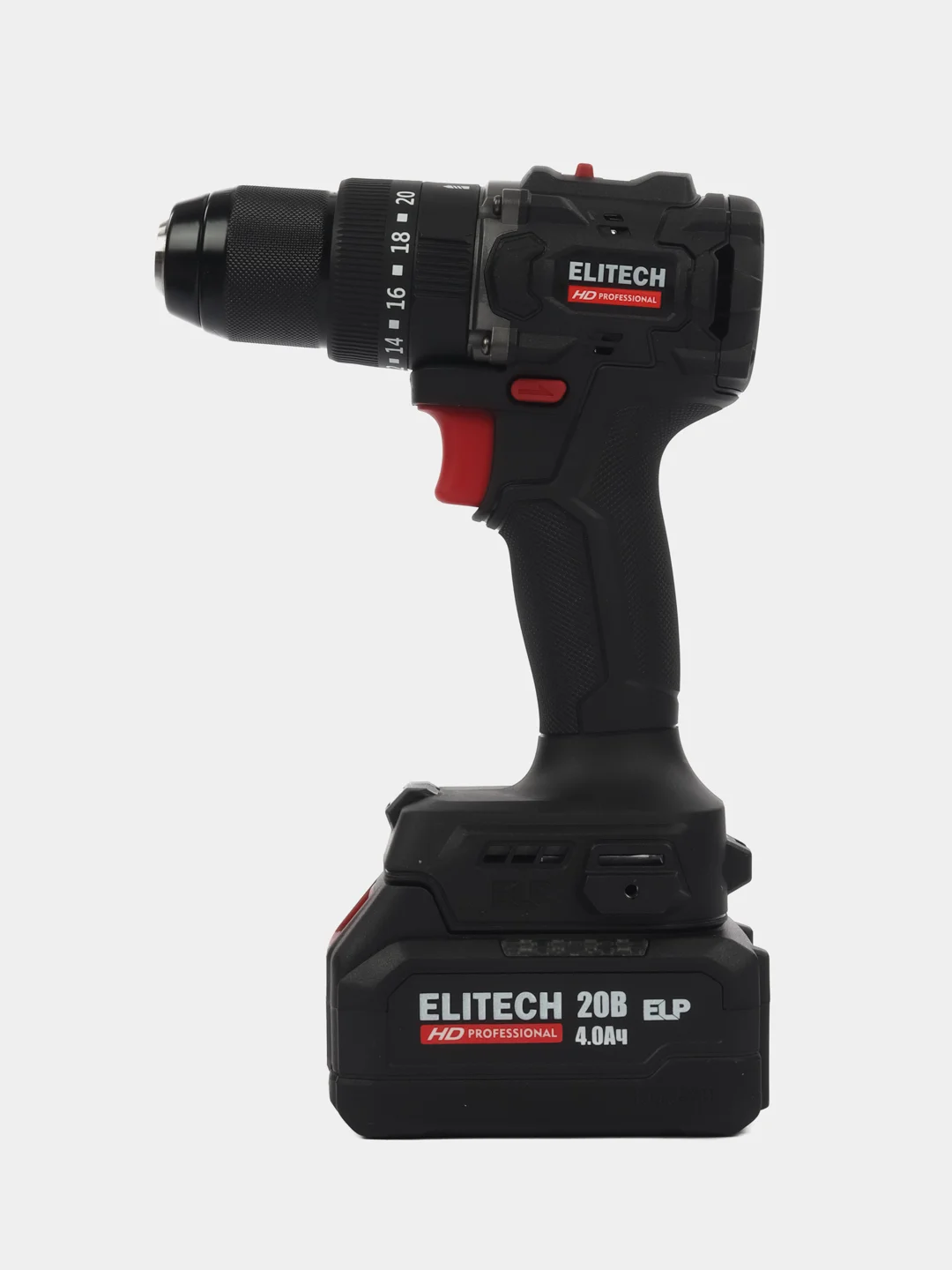 Дрель аккумуляторная ELITECH HD CD 20ISL2 ((уд),бщет,20В,2х4.0Ач,ELP,БЗП-13мм,60Нм,1.13кг)