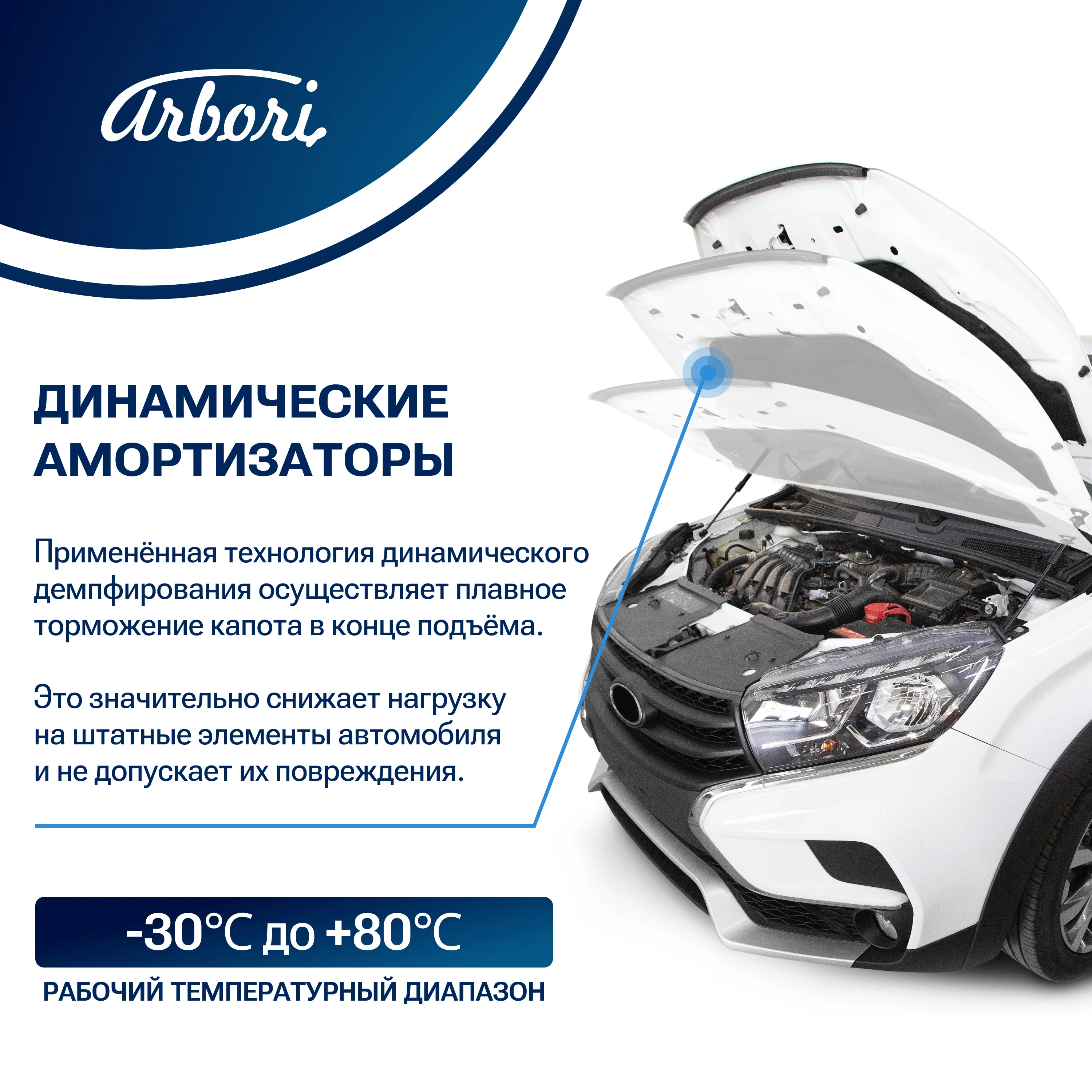 Упоры капота для KIA Rio (FB)/Rio (FB) X, 2017-, 2020-, к-т 2 шт / Киа Рио
