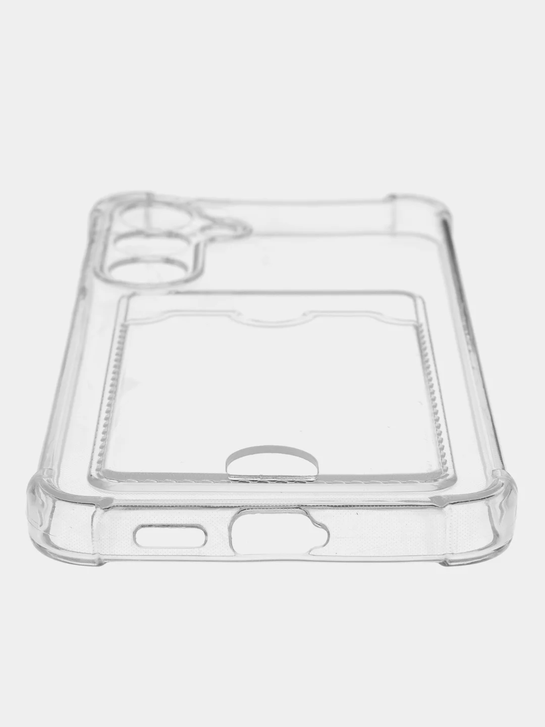 Прозрачный чехол Samsung Galaxy S24 Plus силиконовый, чёрный, прозрачный с кармашком
