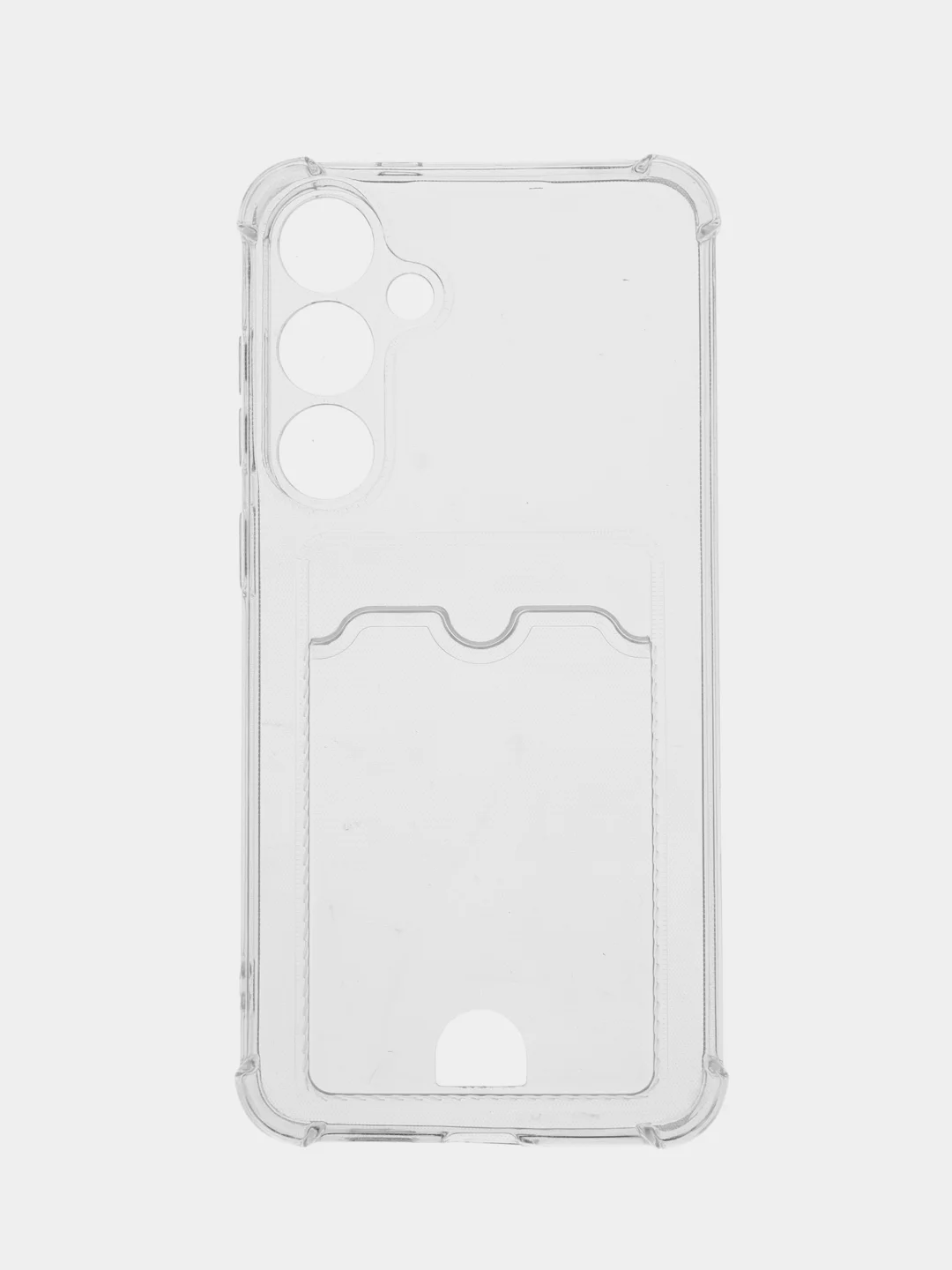 Прозрачный чехол Samsung Galaxy S24 Plus силиконовый, чёрный, прозрачный с кармашком