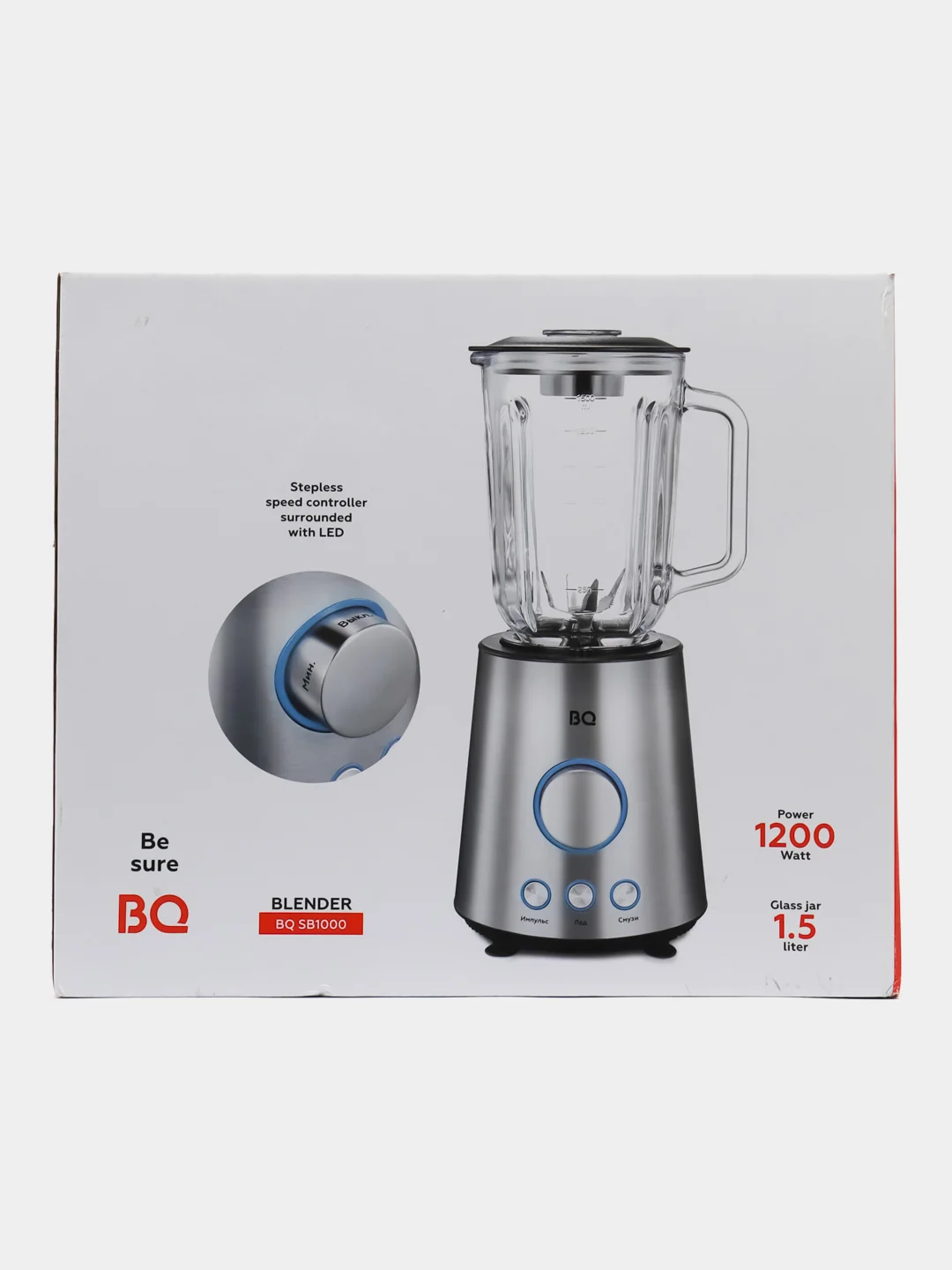 Блендер стационарный BQ SB1000 1200 Вт (черный/серебрянный)3 скорости, Объем чаши 1.5л