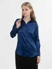Синий рубашка женская шелковая