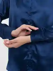 Синий рубашка женская шелковая