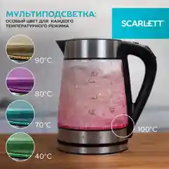 Прозрачный чайник электрический Scarlett SC-EK27G55 с цифровым управлением
