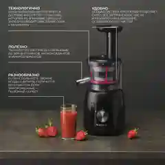 Черный соковыжималка шнековая электрическая Scarlett SC-JE50S54, черный, 150 Вт