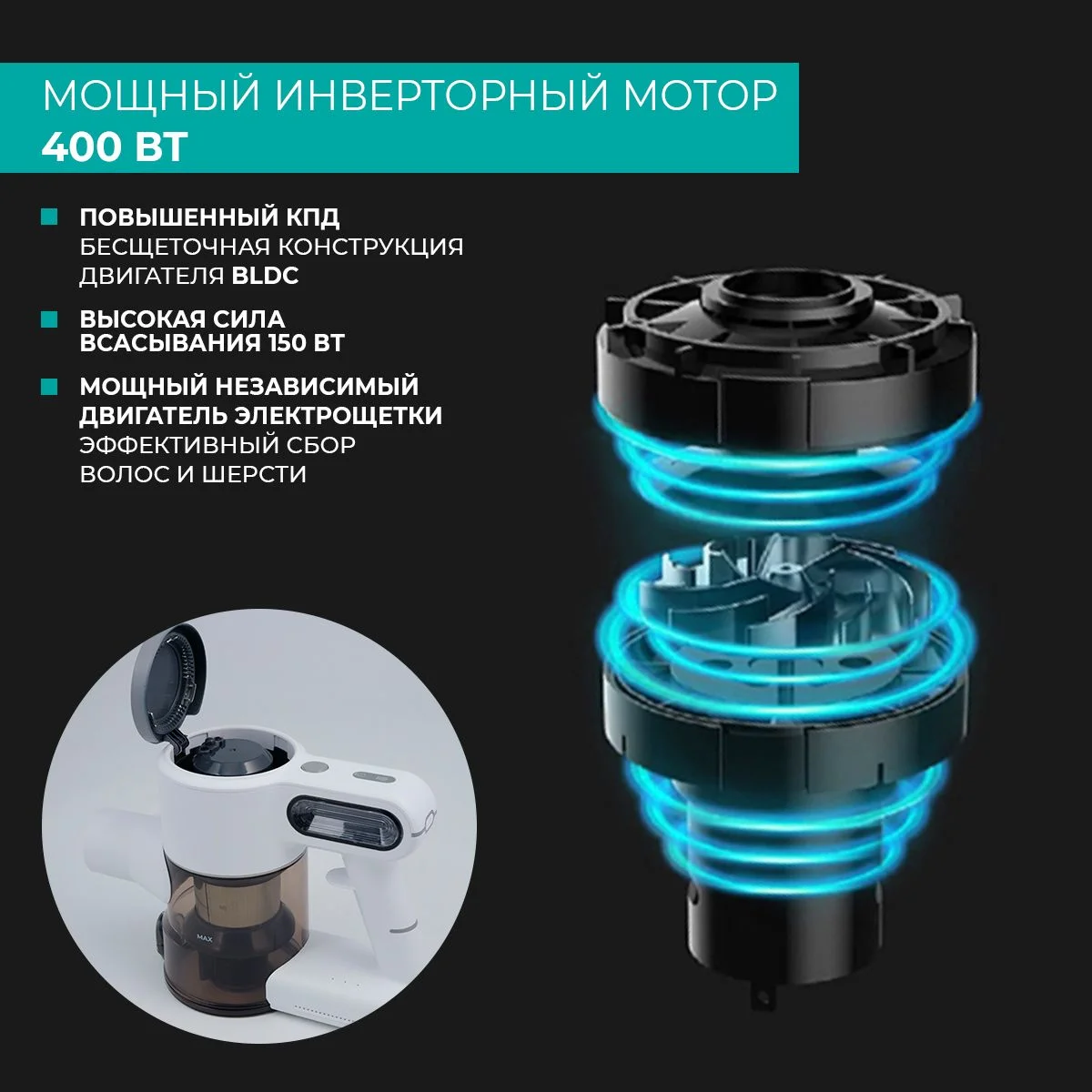 Белый вертикальный беспроводной пылесос Timberk T-VCH-65