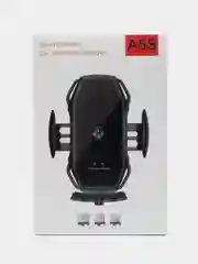 Хром автомобильный держатель для телефона с беспроводной зарядкой и авто креплением А5