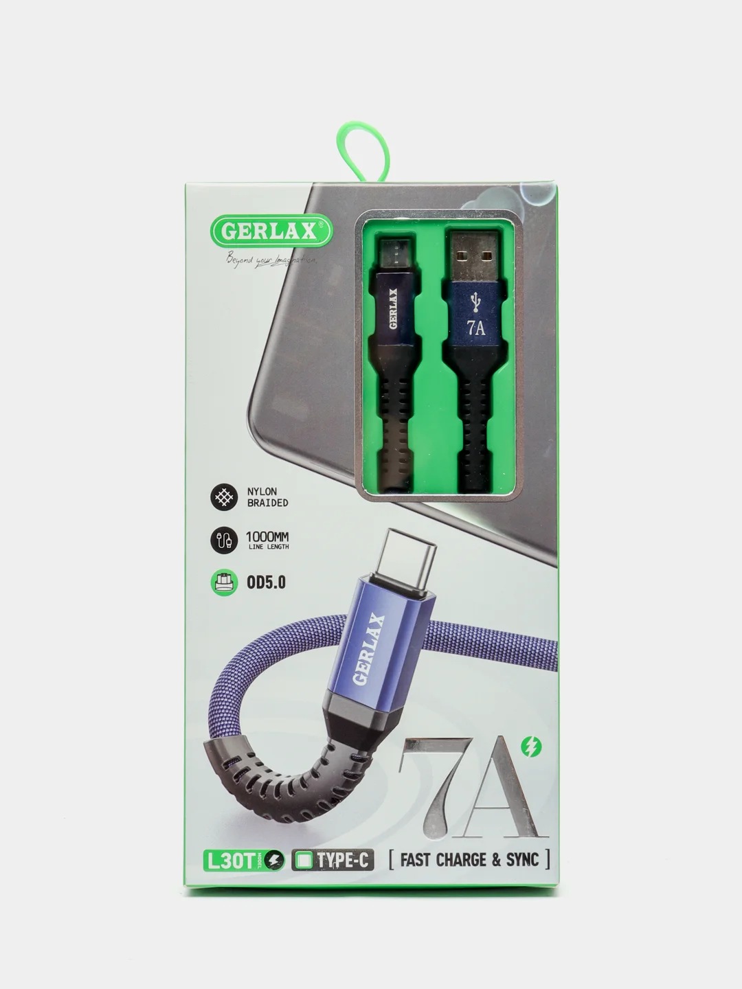 Кабель зарядный плетеный, Type-C кабель зарядки для телефона, шнур Type-c USB, 7А, 1 метр