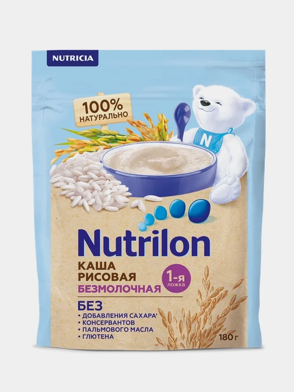 Каша безмолочная Nutrilon, рисовая, с 4 месяцев, 180г