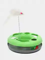 Зеленый интерактивная игрушка для кошек, игрушка-трек с шариком-погремушкой и мышкой на пружине