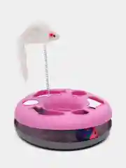 Розовый интерактивная игрушка для кошек, игрушка-трек с шариком-погремушкой и мышкой на пружине