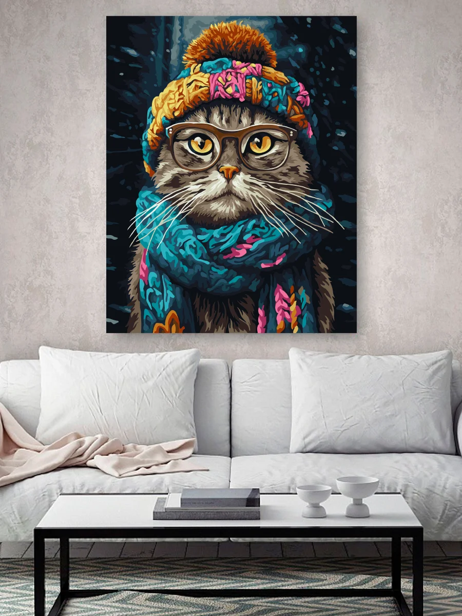 Котику время утепляться Картина по номерам на холсте с подрамником 40х50 "Hobby Paint"