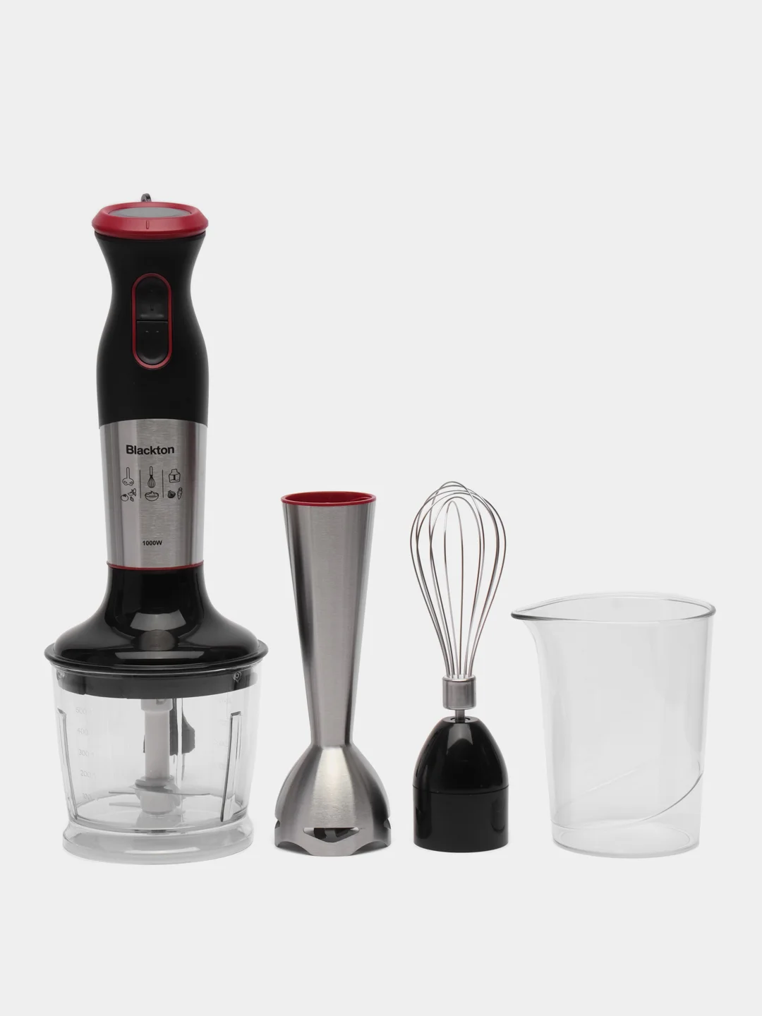 Блендер Blackton Bt HB1033SS 1000 Вт (черный/красный) 3 насадки металл 2 скорости