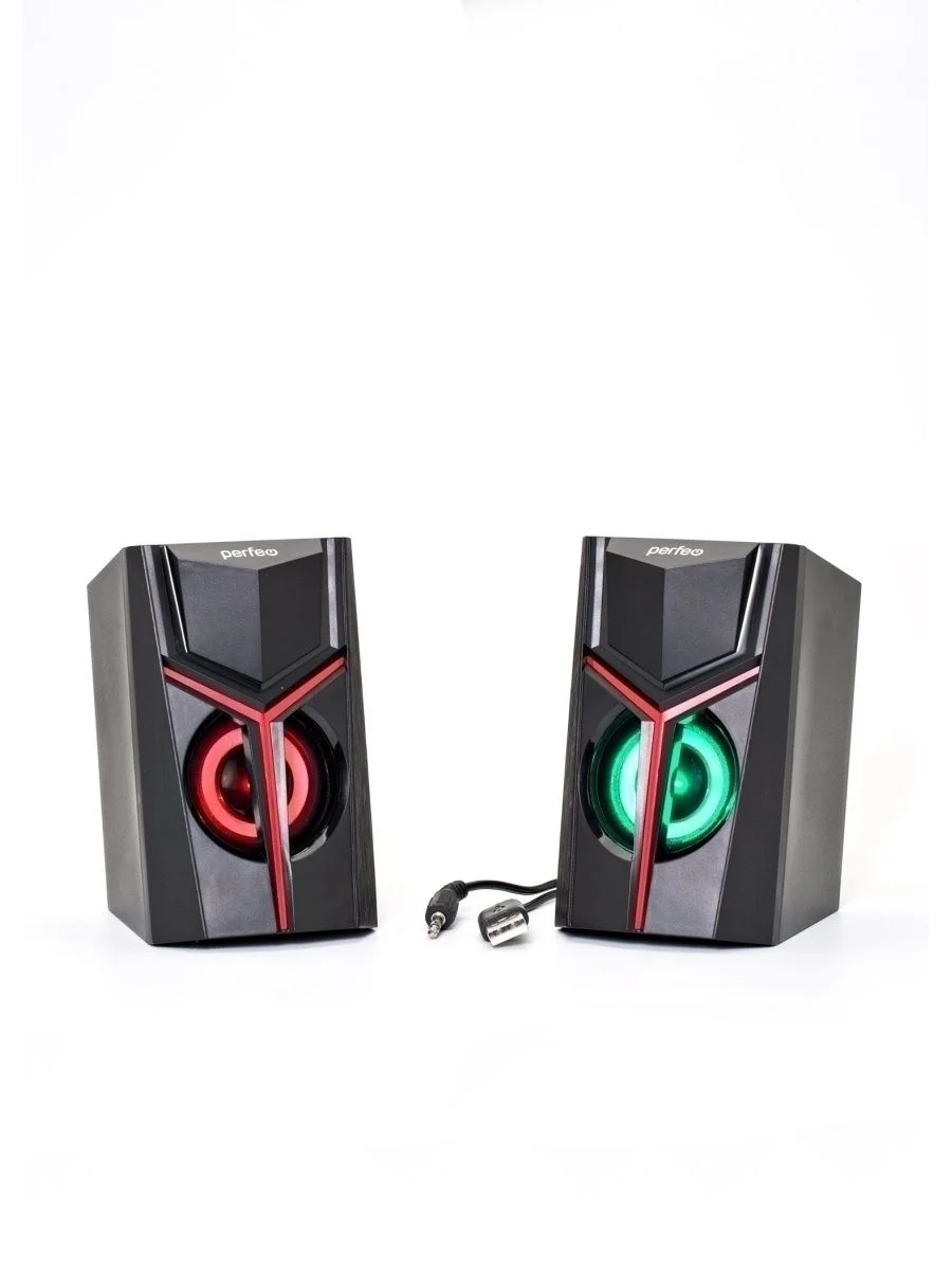 Колонки Perfeo "TRIAL", 2.0, 2х3 Вт, USB, Game Design, LED-подсветка, чёрный